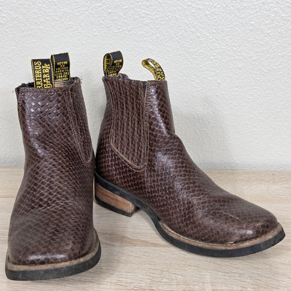 Arrieros Barba Brown Reptile Embossed Leather Chelsea Boots Made in Mexico
